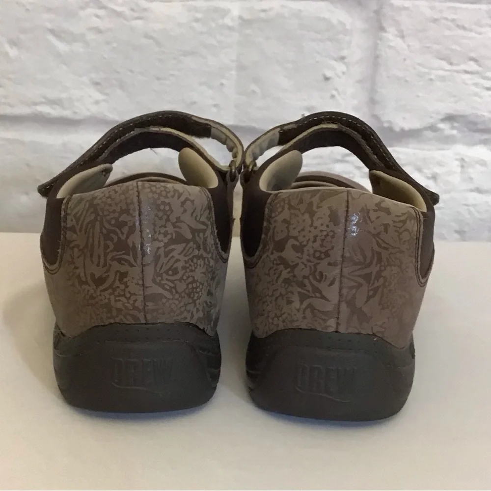 Drew 8.5 Rose Brown Mary Jane Women’s Leather Comfort Shoes Floral Brown